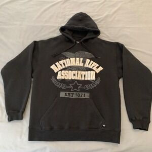 National Rifle Association Hoodie Mens Medium Black J-America Fleece Sweatshirt